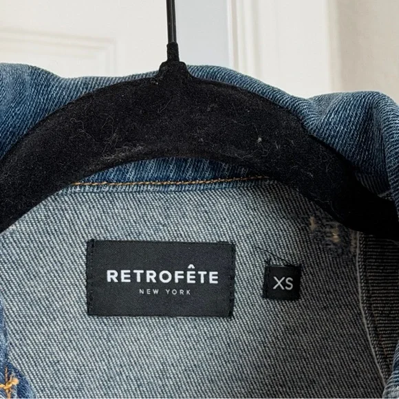 Retrofete Ada Denim Jacket in Worn Vintage Blue Size XS Puff Sleeve Distressed - Picture 6 of 8